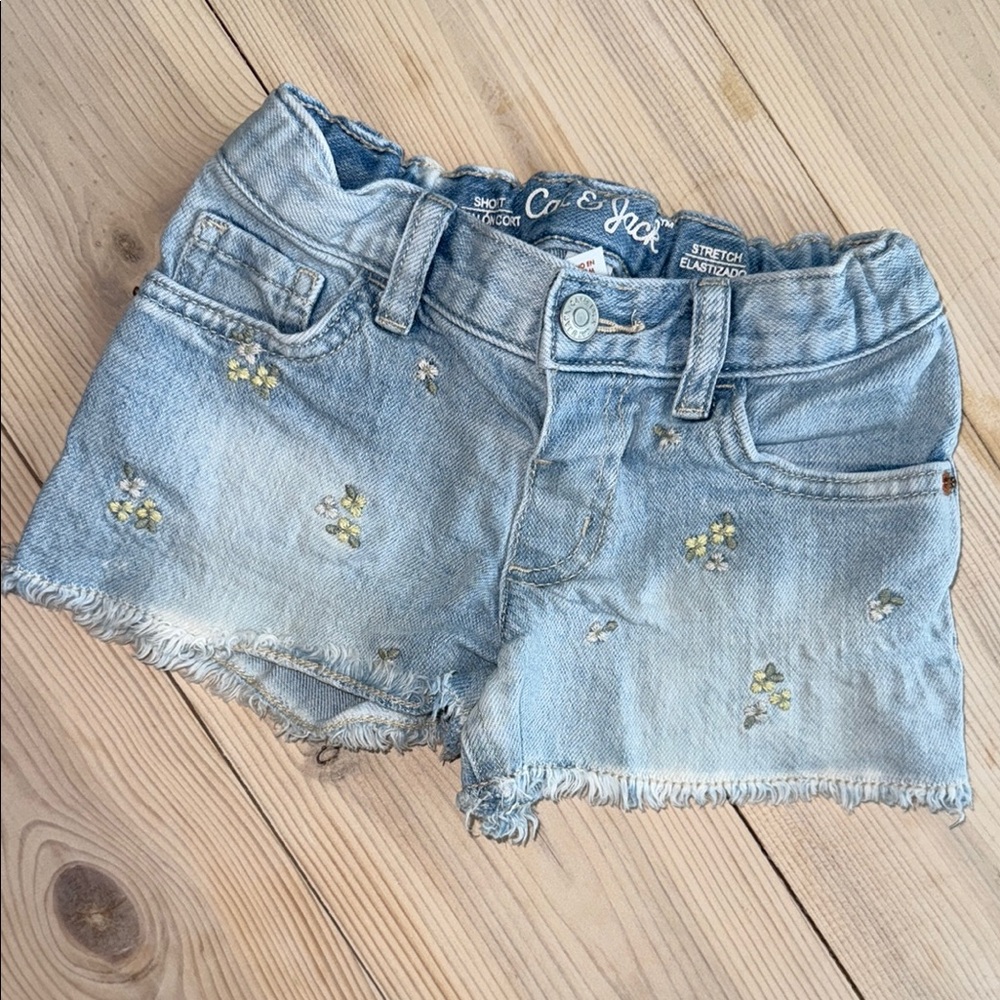 Cat & Jack Blue Casual Denim Shorts w/floral print